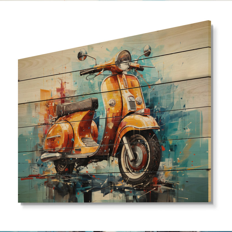 Scooter City Rides IV sur impression sur bois, H 30 po x l 40 po x P 0,78 po