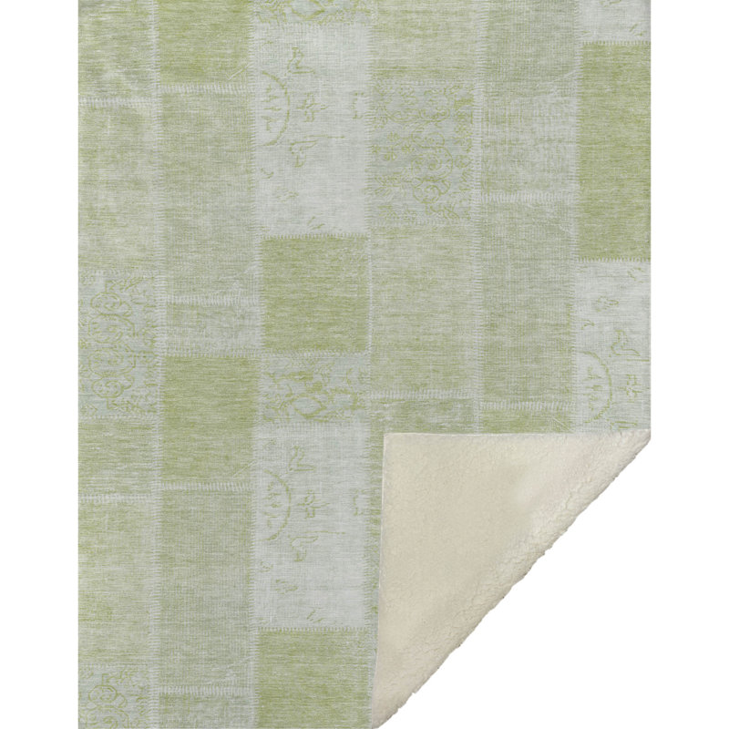 Jeté patchwork Addison Sherpa ASB631, Aloès