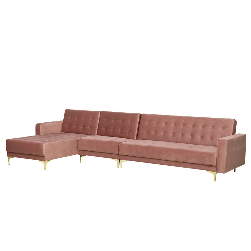 Cuaron 5 Seater Velvet Corner Sofa , Left Hand Facing