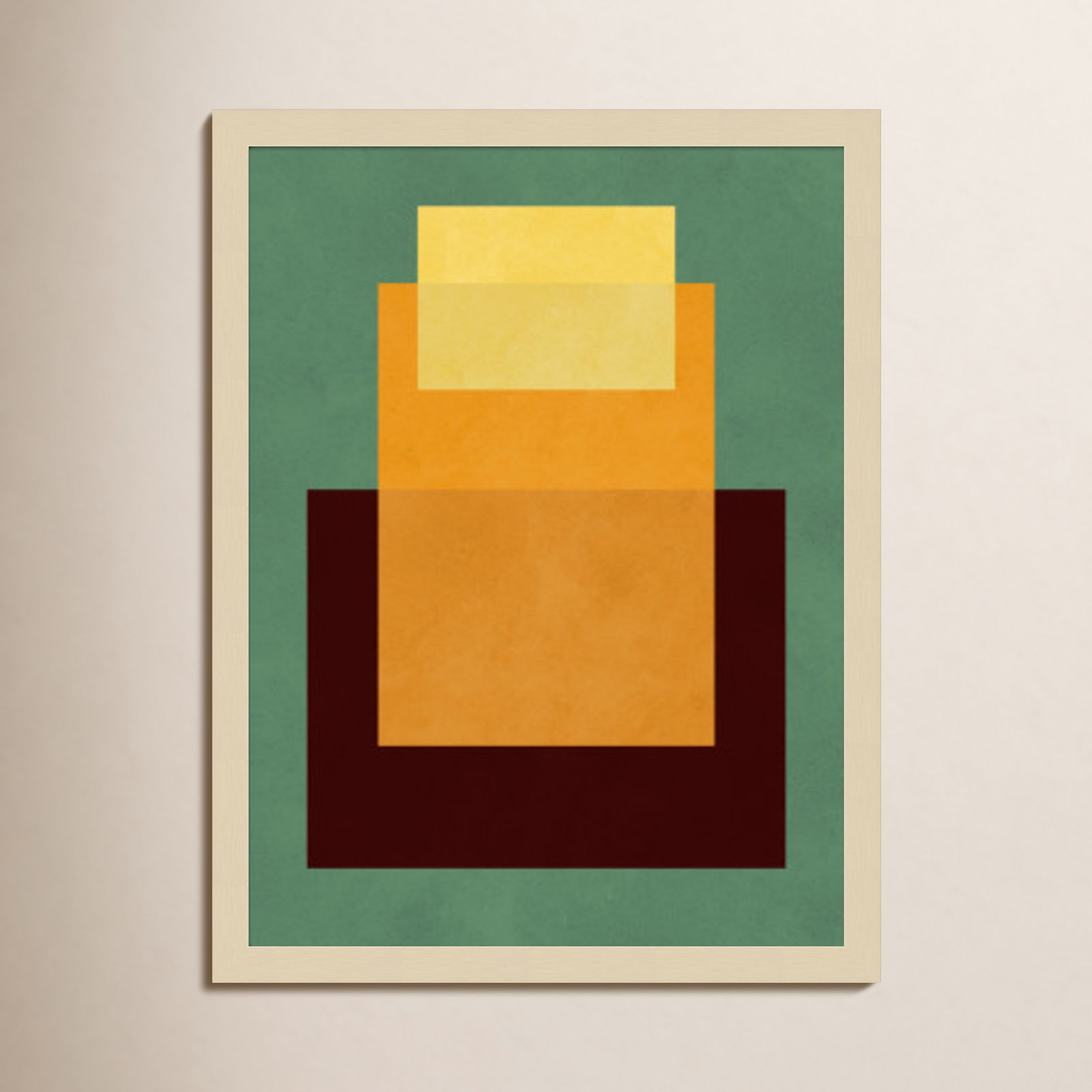 Overlapping Geometry 10 Print, Green/Orange, Brown, 21" H x 16" W