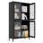 Classic Metal Storage Cabinet Display Cabinet With 4 Glass Doors 4 Shelves Cabinet  Bookcase Side Cabinet For Home Office Living Room Kitchen Hallway, Waffle Grids Tempered Glass