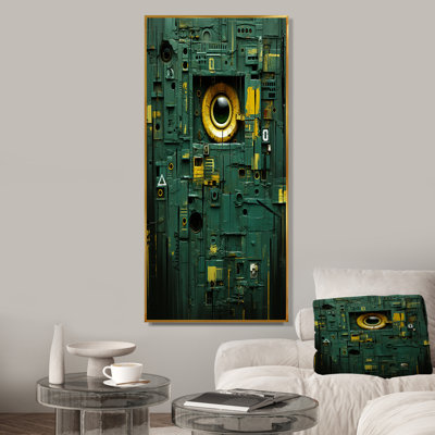 Masque de formes maya vertes abstraites IV - Art mural abstrait