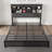 Full/Queen/King Bed Frame with Bookcase Headboard & Charging Station, Under Bed Storage, Black-729944594