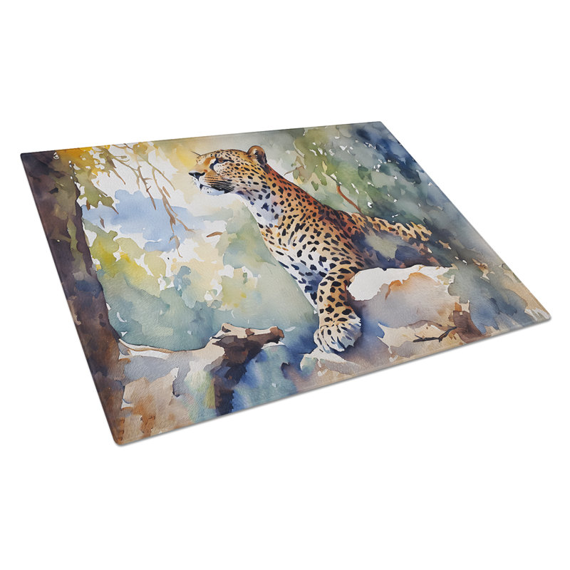 Leopard Glass Cutting Board Large
