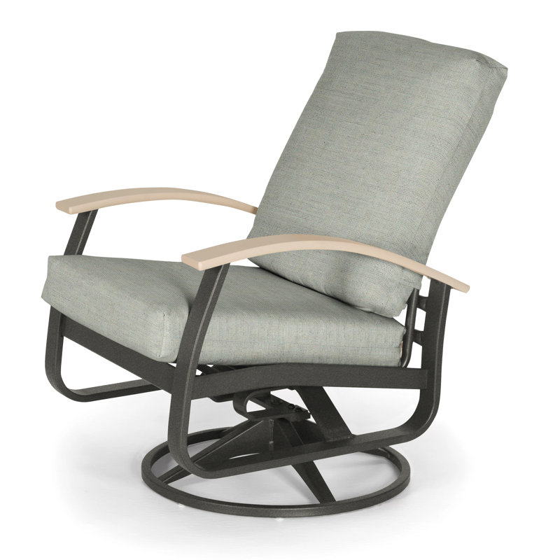 Askar Swivel Powder Coated Aluminum Outdoor Lounge Chair, Canvas Heather Beige Sunbrella® Canvas, White P50