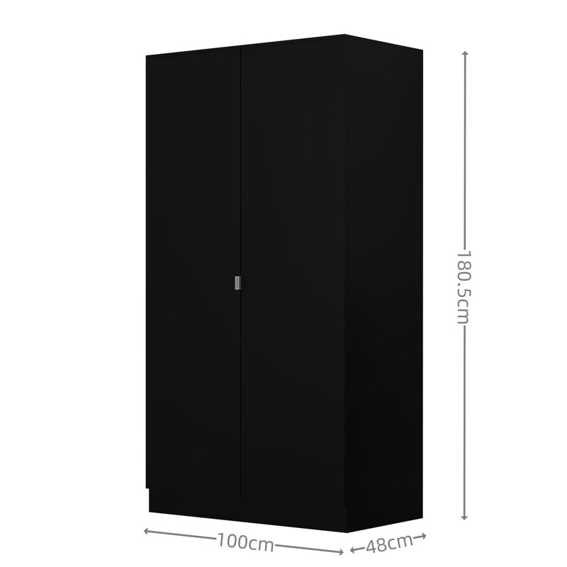 Marlyne 2 Door Manufactured Wood Wardrobe, Black