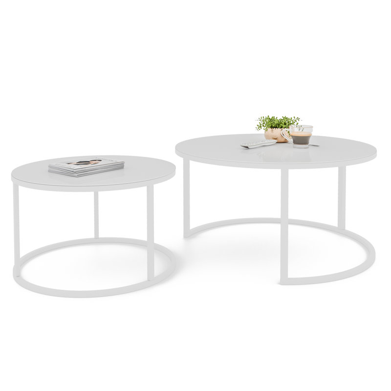 Coffee Table with Storage, 48cm. H x 80cm. L x 80cm. W, White Glass, White