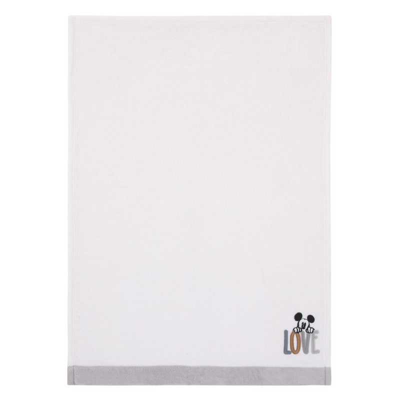 Couverture pour bébé super douce Disney Mickey Mouse Love Mickey - blanc, gris et brun clair