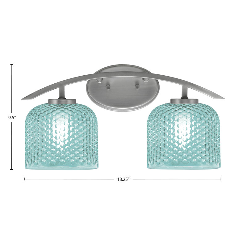 Barre d'éclairage de salle de bain avec verre texturé 6 po, Argent argent, Sarcelle