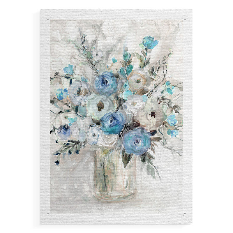 Bouquet bleu contemporain - reproduction de toile seulement - NON-CADRE, H 12 po x l 8 po