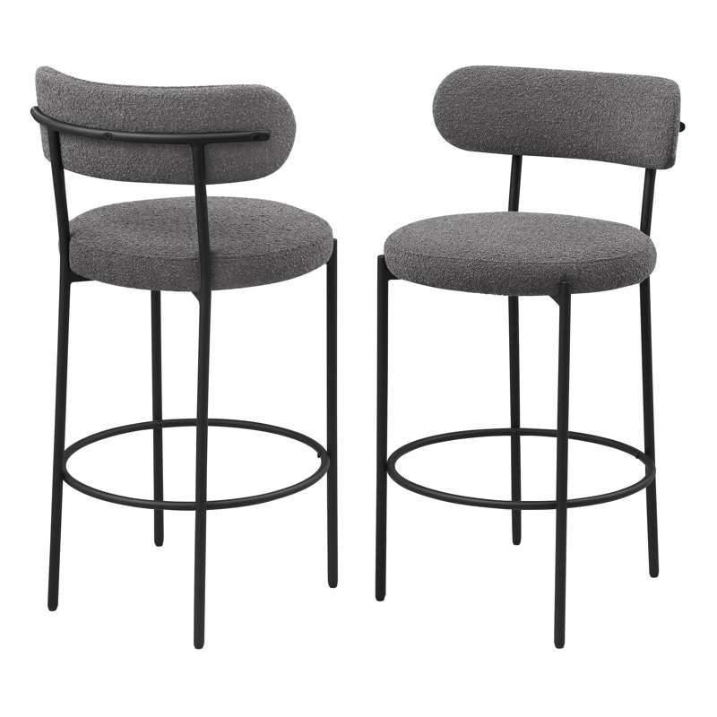 Chaise de bar rembourrée Boucle (ensemble de 2), Gris