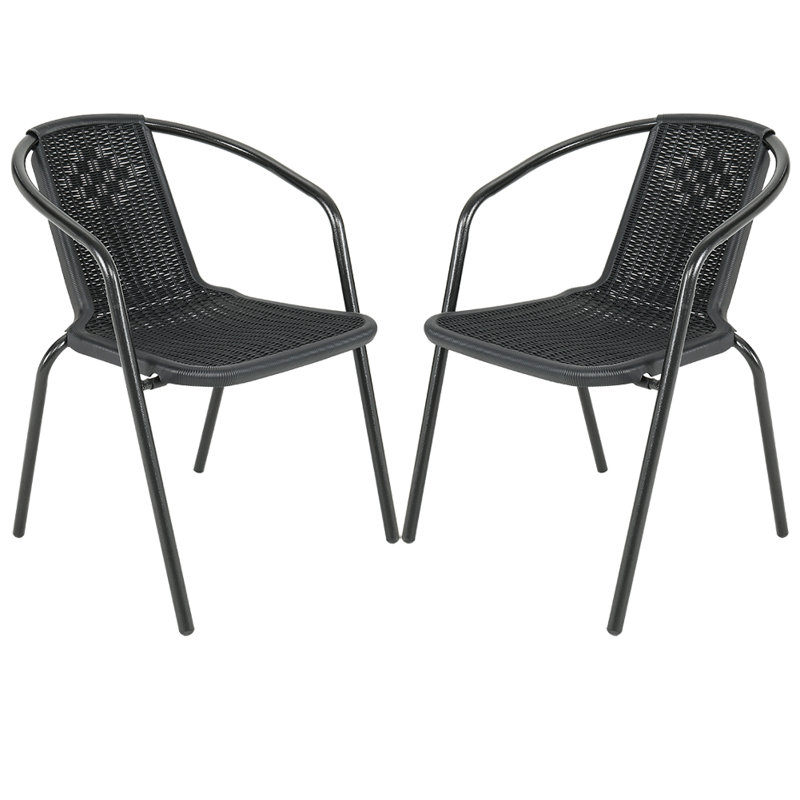 Gisbelle Stackable Outdoor Patio Dining Armchair, Black