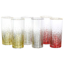 Polka Dots Circles Clear 12 Fl Oz Drinking Glasses Tumblers (Set of 8) 6”  Tall