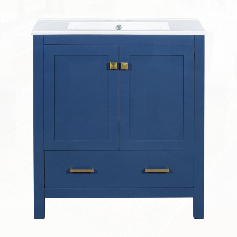 Ensemble de meuble-lavabo double avec salle de bain (séparé), Bleu