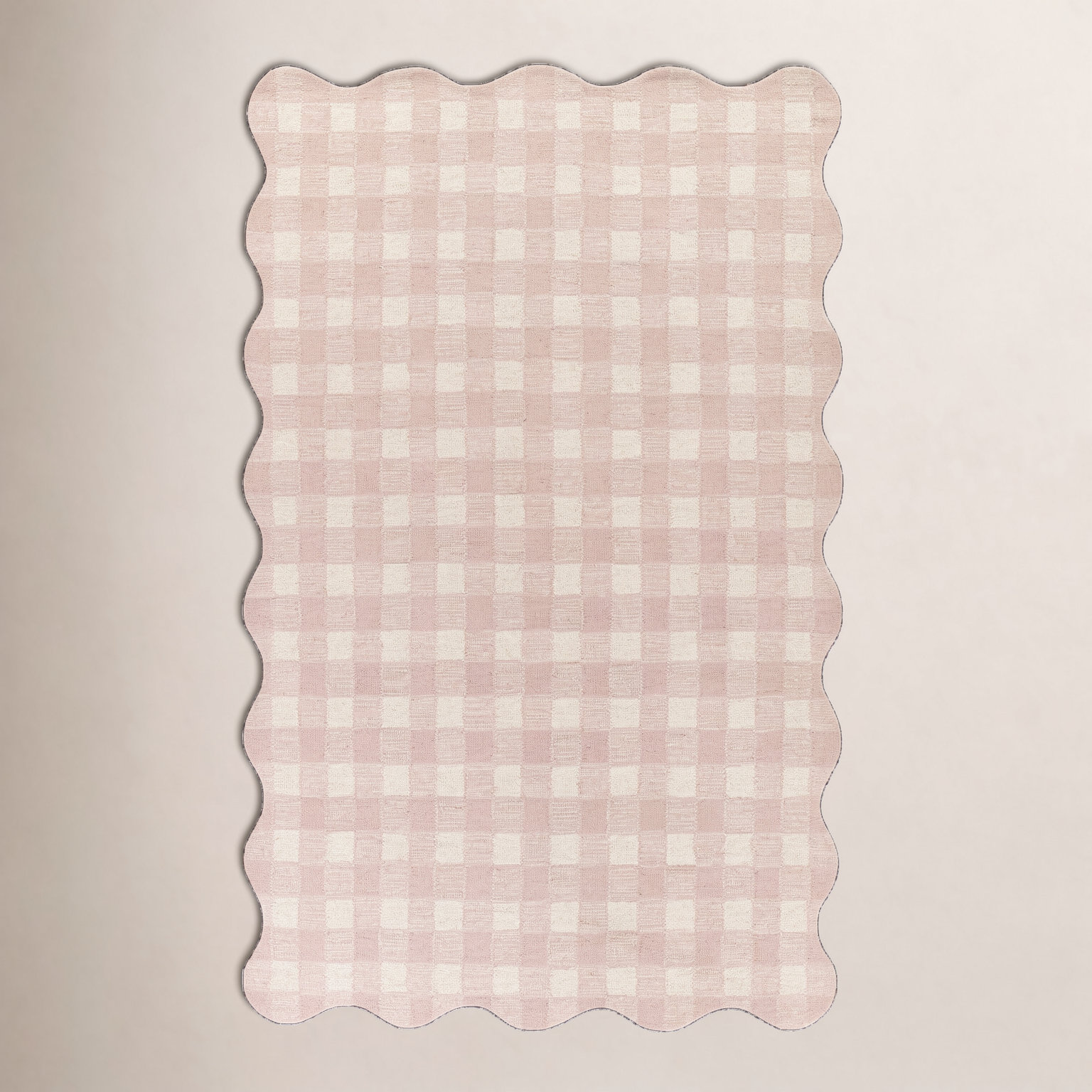 Lola Pink Hand-Tufted Plaid Wool Rug, Rectangle 7'10" x 9'10"