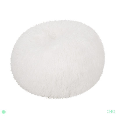 Mandana 3 Foot Rounded Faux Fur Bean Bag, White by Trule