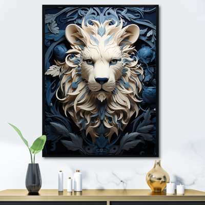 Lions monochromes gardiens encadrés sur toile