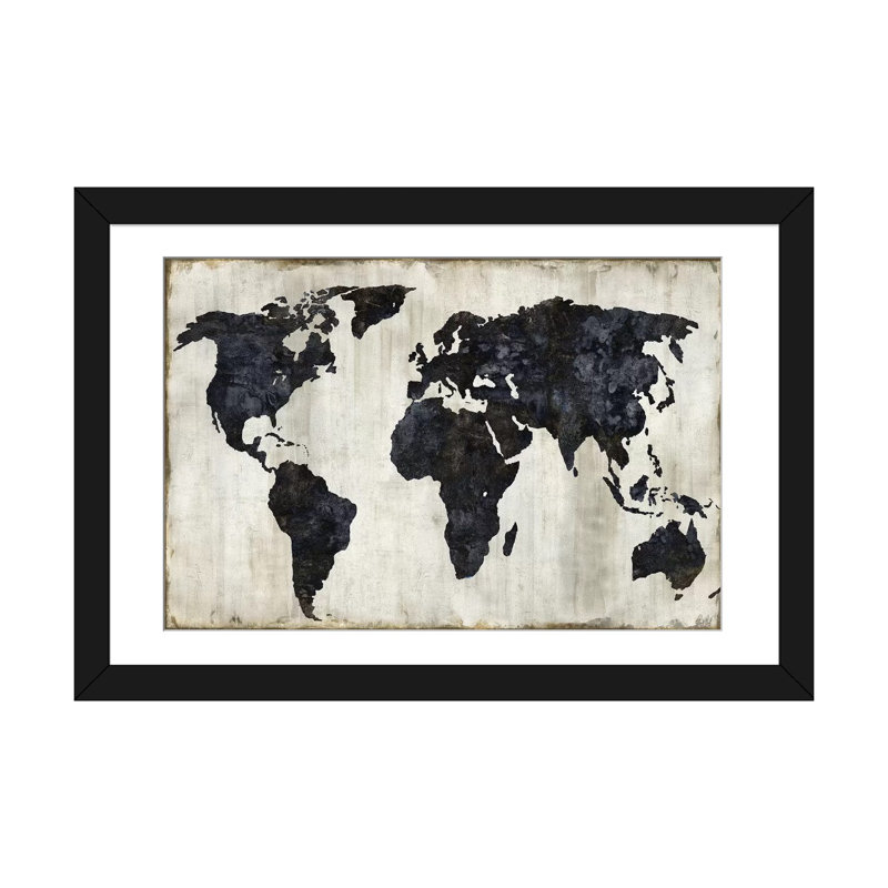«The World II» par Russell Brennan - impression sur toile tendue, H 16 po x l 24 po x P 1 po, Papier d'art encadré noir
