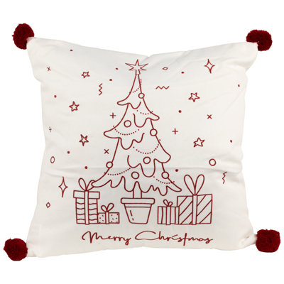 Coussin décoratif 16 po blanc et rouge