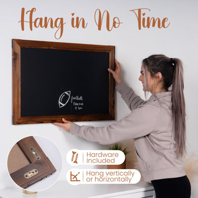 Magnetic Chalkboard Sign - 20 X 30 In Rustic Wood Frame - Easy-Erase Surface & Chalkboard Calendar For Wall - Magnet Board For Wall