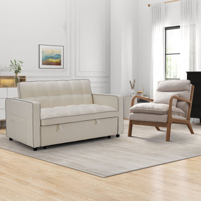 2- Piece Modern Convertible Microsuede Sleeper Sofa Bed Living Room Set