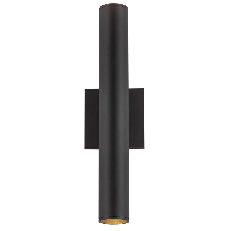 Lorna Glass 2 - Light LED Flush Mounted Sconce, 16" H x 4.63" W x 3" D, Black, 24 W