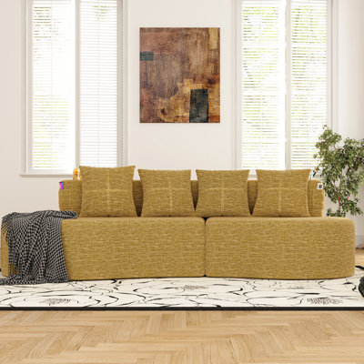 Minimalist 3 - Seat Half Moon Curved Sectional, Chenille Upholstery, Memory Foam, Easy Setup For Apartment Modern Elegant Moon, Fabric, High Density Sponge, Quick Office