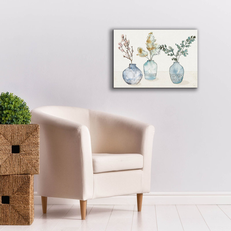 «Fresh Farmhouse 1 Blue» par Anne Tavoletti, art mural sur toile, H 18 po x l 26 po x P 0,75 po