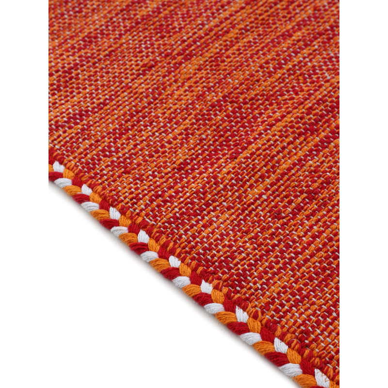 Azizi Striped Hand Woven Cotton Orange Rug, Rectangle 120 x 170cm