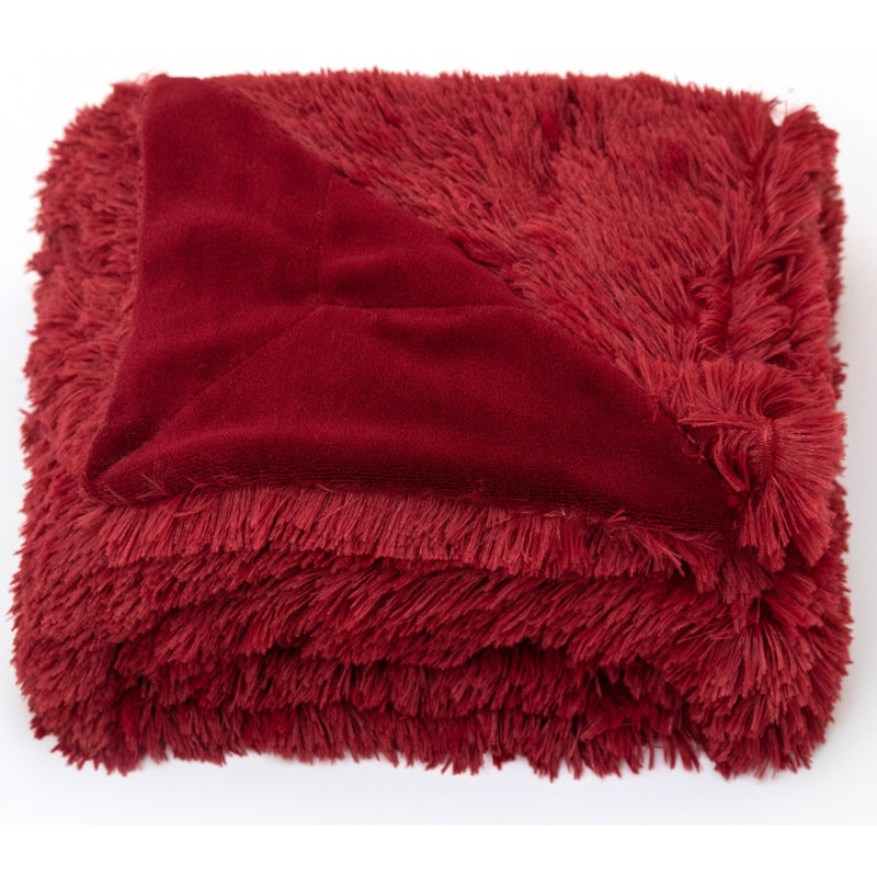  Jeté en fausse fourrure à poils longs, 60 po x 70 po, Marron