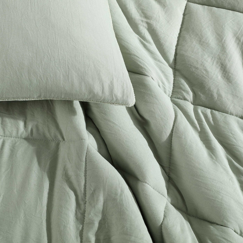 Ensemble d'édredon en peluche réversible Calvin Klein, Grand édredon et 6 pièces supplémentaires, Vert