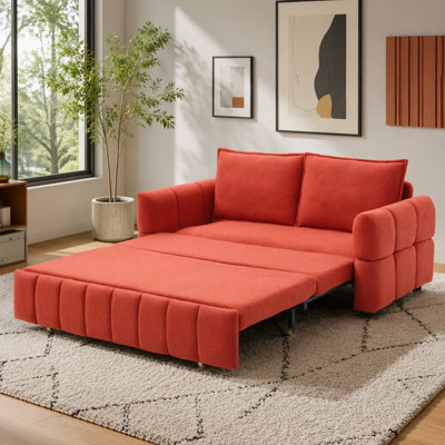 3-in-1 Teddy Fabric Pull-Out Sleeper Sofa Bed