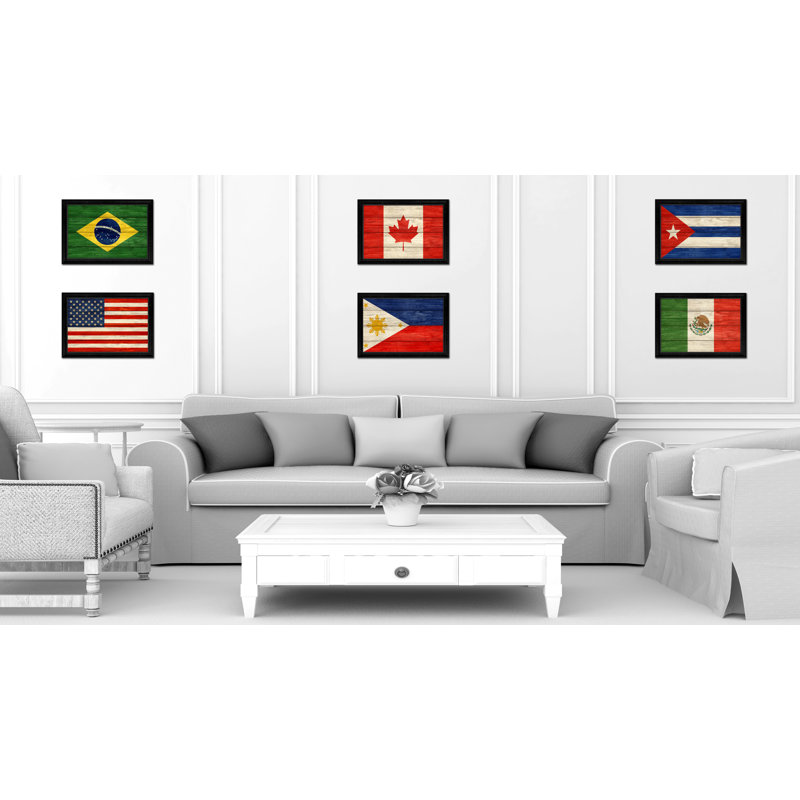 « philippines country flag », peinture sur toile encadrée, H 19 po x l 27 po x P 1 po, Encadrement noir