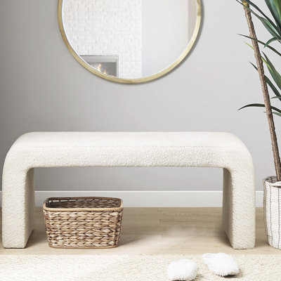 Siège moderne à cascade Boucle - l 42 po x P 16 po x H 18 po, capacité de poids de 400 lb, texturé crème, aucun assemblage requis Chaise de chambre à coucher et de salon contemporaine H 18 po x P 16 po, crème, nécessaire