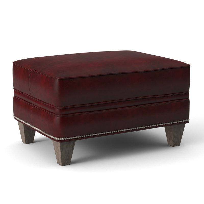 Taraval Ottoman, Rio Mineral Genuine Leather, Stone, Pewter