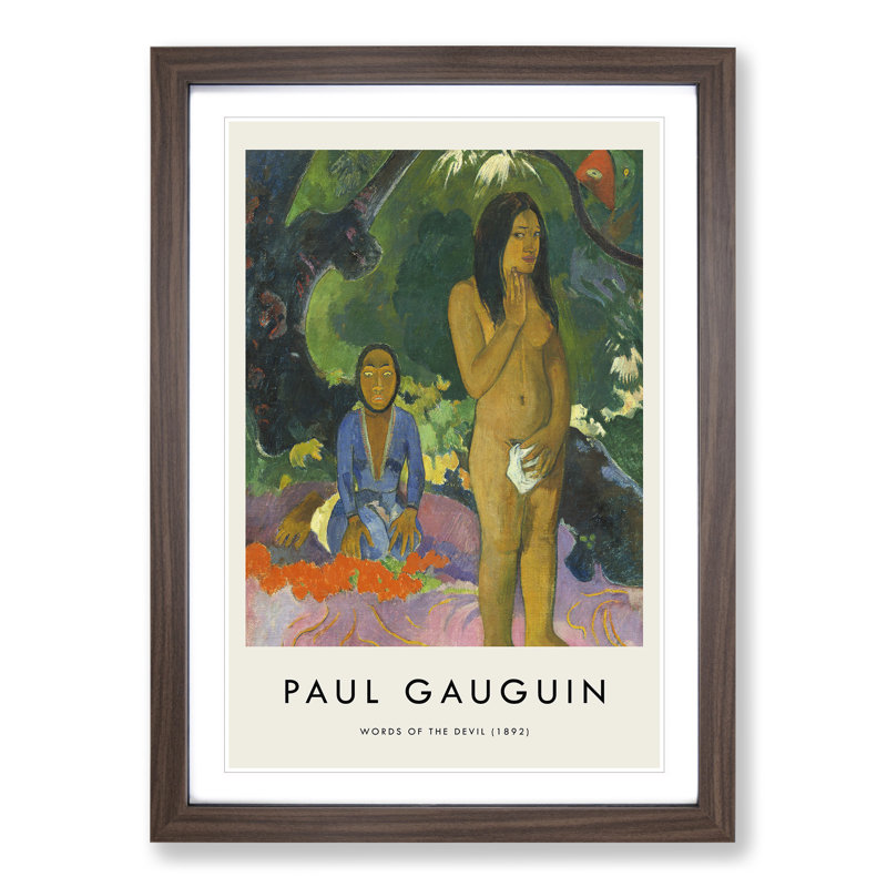 Words of the Devil Print by Paul Gauguin - Picture Frame Painting, Walnut, 65cm H x 48cm W x 2cm D