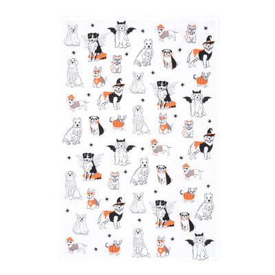 Torchon 100% coton Dogs Halloween