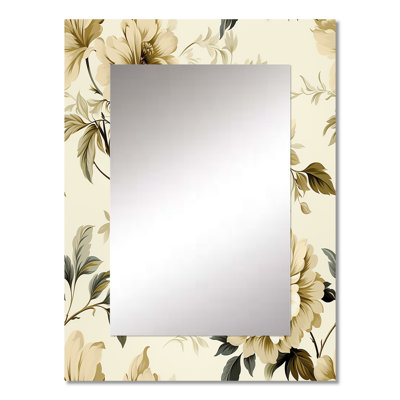 Kiser Minimalist Victorian Simplicity Victorian Pattern - Floral Wall Mirror, Floral Decorative Mirror, Printed Metal Art