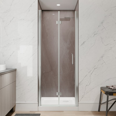 30"-32"W X 72"H Semi-Frameless 180° Rotatable Pivot Shower Door Bifold Frameless Shower Door With 1/4 Inches Tempered Glass
