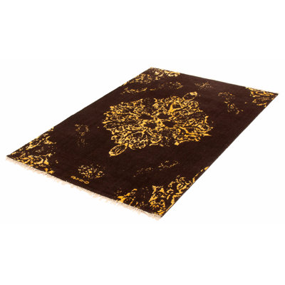 Tapis oriental brun foncé / crème noué à la main Oriental
