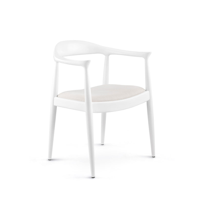 Danish Upholstered Arm Chair, White