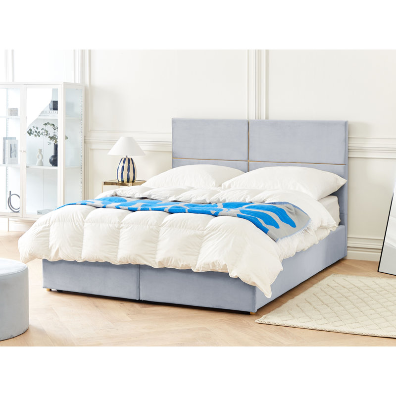 Okeden Upholstered Velvet Drawers Bed, European Kingsize (160 x 200cm), Light Grey