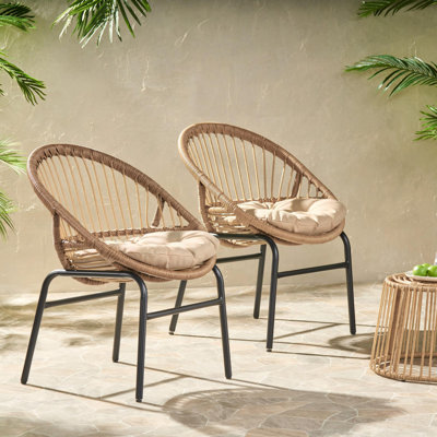 Ensemble de 2 chaises de patio en osier avec coussins
