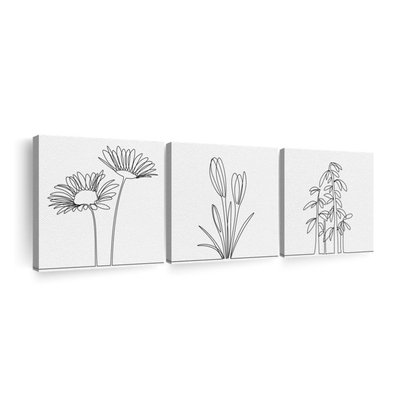 Ensemble de 3 pièces de camomille sur toile par Avery S, H 18 po x l 57 po x P 1,25 po