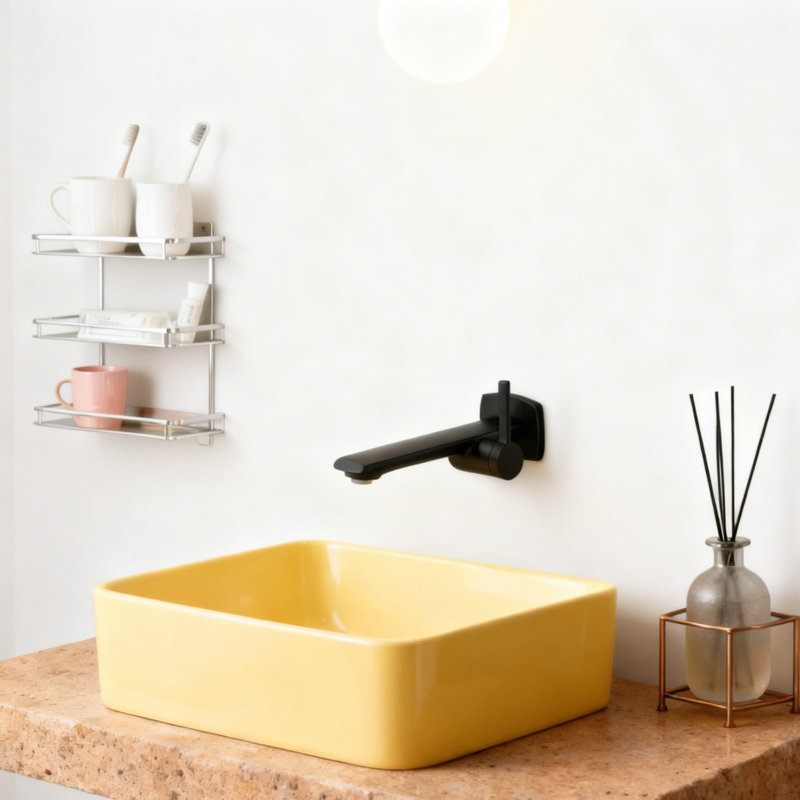 Concealed Wall-Mounted Basin Tap Valve Knob Single Hole Bathroom Faucet Handle For Vanity Sink, Matte Black