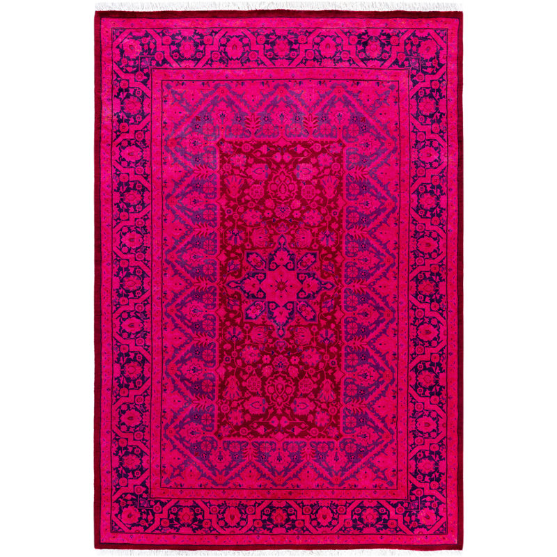 Curtin Hand-Knotted Wool Modern-Contemporary Pink Area Rug 4' 3" x 6' 2"
