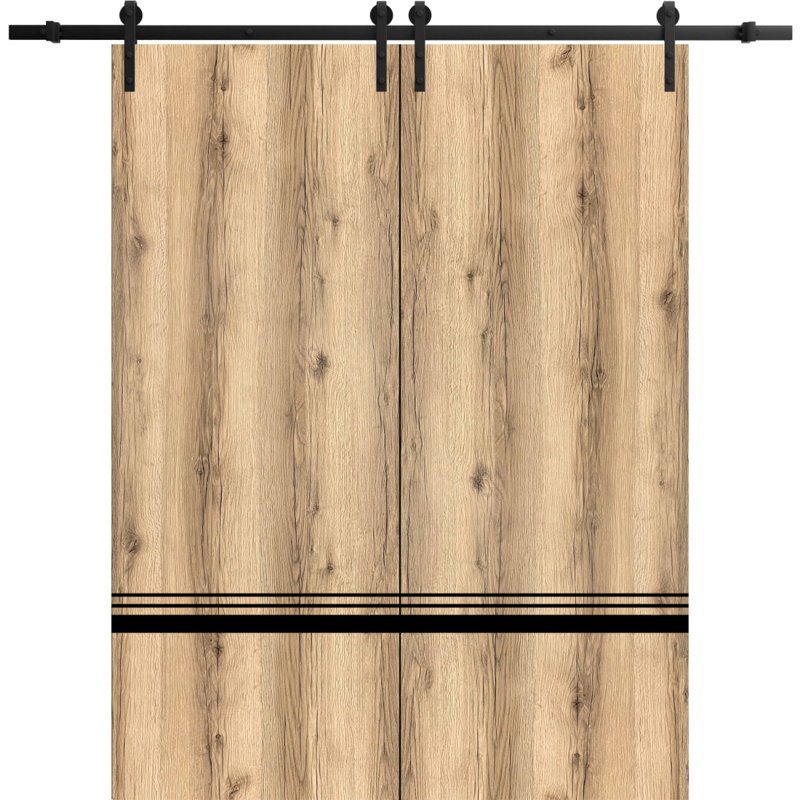 Porte de grange en bois massif massif, Chêne, 36 po x 80 po