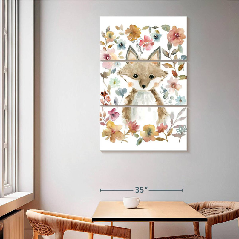 Brampt Flowers And Friends Fox, 65" H x 42" W