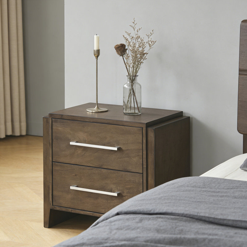 Table de chevet en bois d'hévéa massif 1 pièce