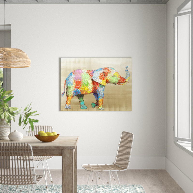 Picture Touched Flower Elefant 120x90cm
